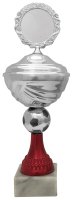 Pokal Fußball 73411 - Silber/Rot - 23,5cm-38,0cm