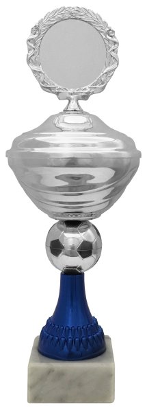 Pokal Fußball 73431 - Silber/Blau - 23,5cm-38,0cm