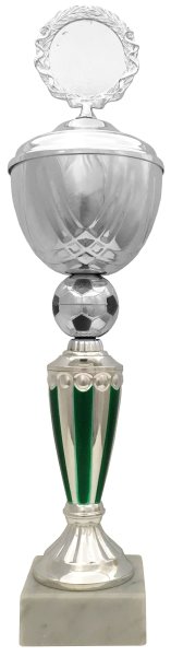 Pokal Fußball 73521 - Silber/Grün- 34,0cm-50,0cm