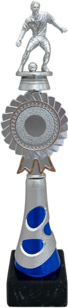 Pokal Fußball 95800 - Silber/Blau - 32,0cm-36,0cm