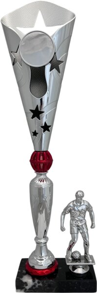 3er Pokalserie Fußball 96130 - Silber/Rot - 46,0cm-49,0cm