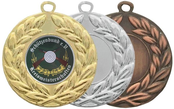 Medaille WS229 - 5cm - mit individuellem Text, Band und Emblem