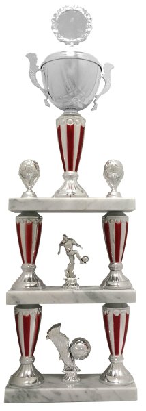 Säulenpokal 72741 - Silber/Rot - 61,0cm-67,0cm
