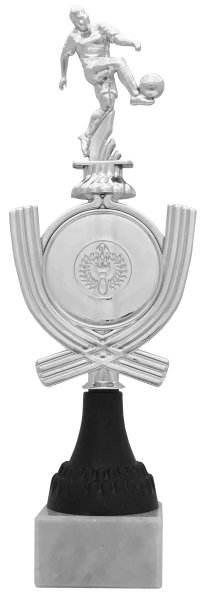 Pokal mit Figur 73011 - Silber/Blau - 24,0cm-28,0cm